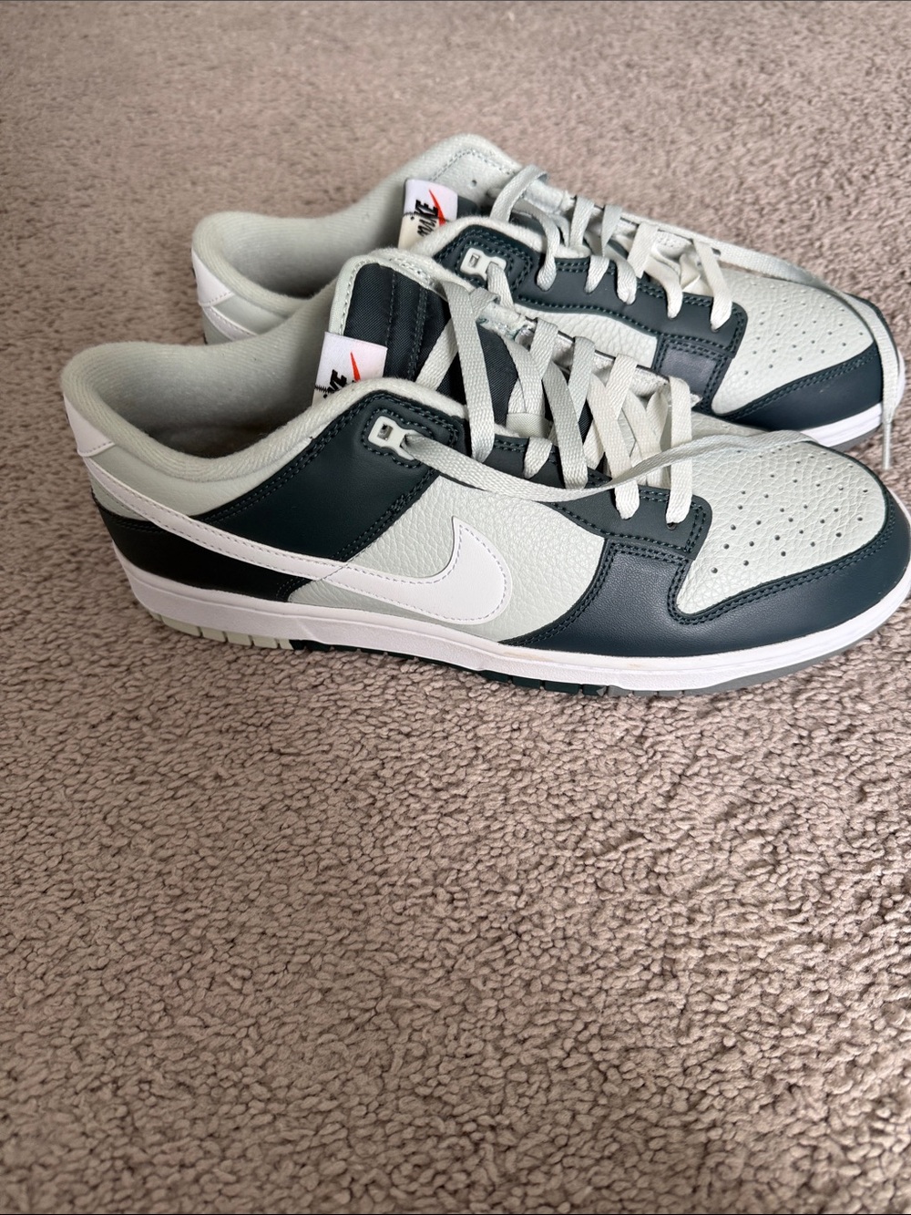 Nike Men’s Low-Top Sneakers in White and Dark Green